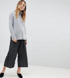 Asos Tall Crepe Culottes In Stripe - Black