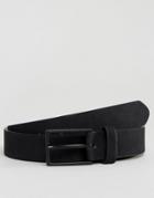 Asos Design Smart Faux Suede Slim Belt In Black