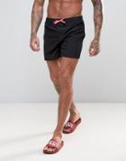 D Struct Swim Shorts With Neon Draw String - Black