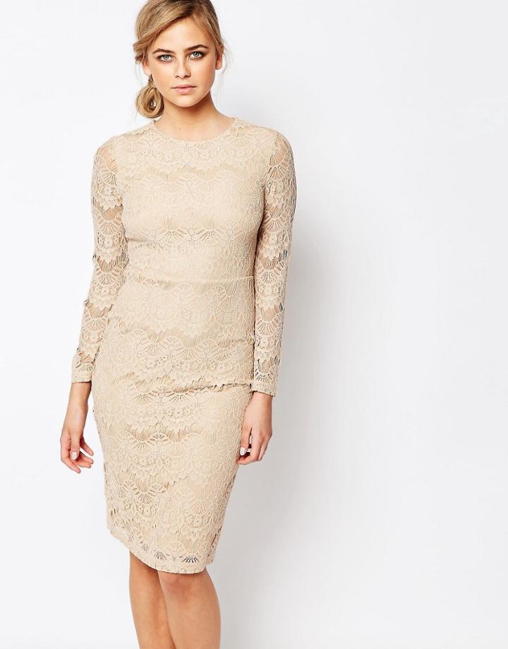 Oasis Lace Shift Dress - Gold