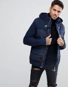 River Island Knitted Duffel Coat With Fleece Lining In Navy - Navy