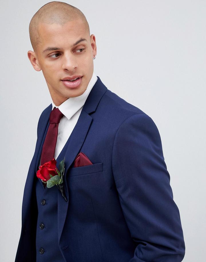 River Island Wedding Skinny Fit Suit Jacket In Navy