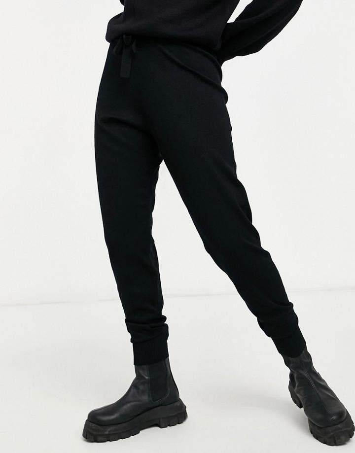 Object Knitted Set Sweatpants In Black
