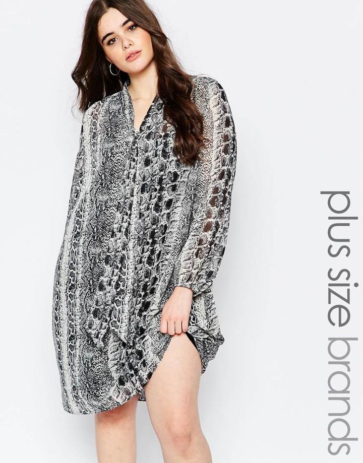 Koko Plus Shift Dress With Neck Tie In Animal Print - Print