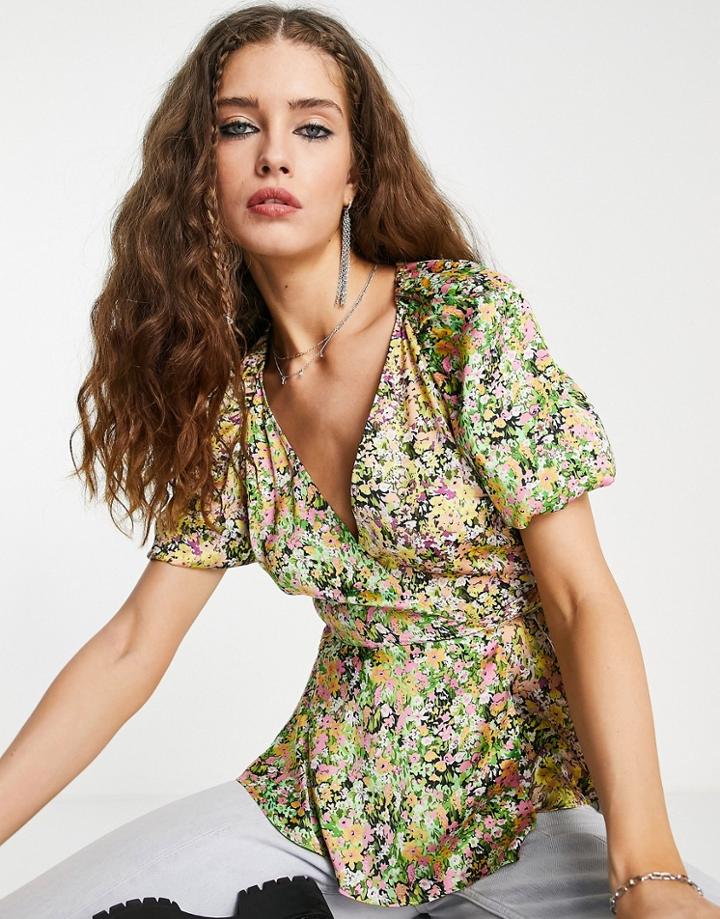 Topshop Multi Floral Mix And Match Blouse In Multi