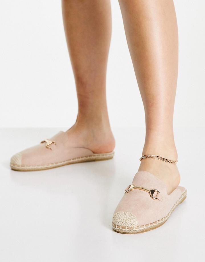 London Rebel Espadrille Mules With Snaffle Trim In Beige-neutral