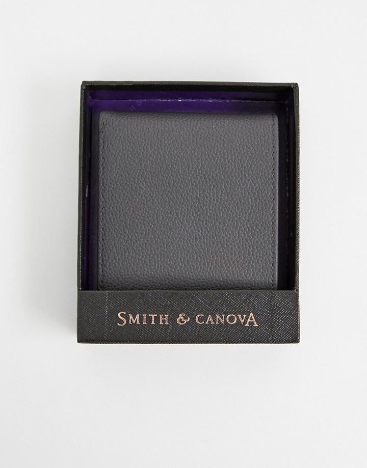 Smith & Canova Leather Wallet In Gray - Gray