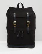 Asos Backpack With Faux Leather Trims - Black
