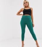 Asos Design Petite High Waist Pants In Skinny Fit-green