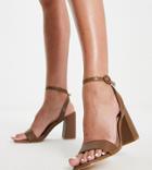 Raid Wink Block Heel Sandals In Chocolate Brown