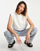Weekday Kai Organic Cotton Sleeveless Sweatshirt In Off White