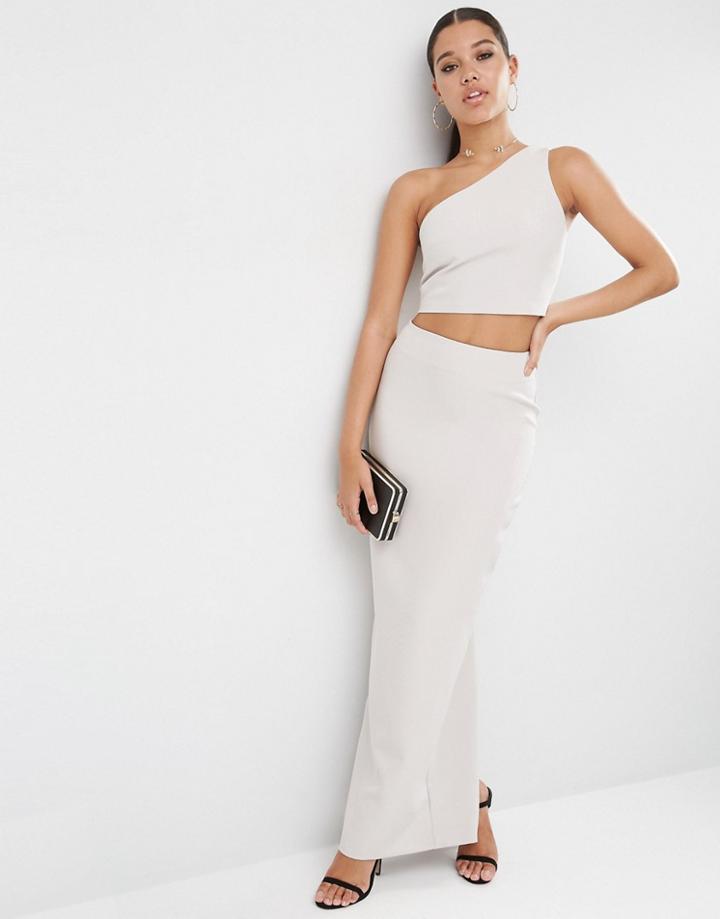 Asos Premium Clean Maxi Skirt Co-ord - Silver
