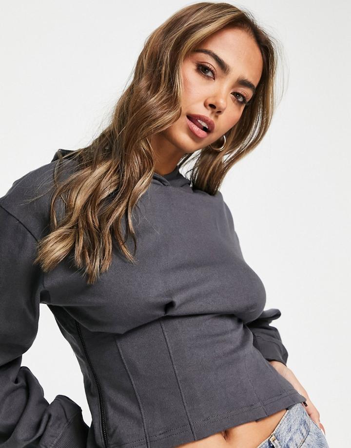 Urban Revivo Waisted Hoodie In Gray