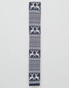 Asos Knitted Holidays Tie In Navy With Reindeer Design - Navy