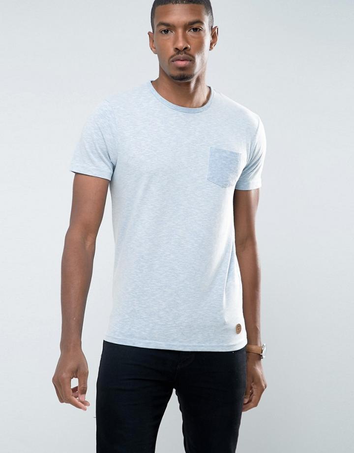 Brave Soul Fleck T-shirt With Pocket - Navy