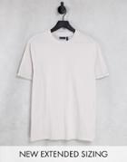 Asos Design Organic Blend T-shirt With Roll Sleeve In Cream-white