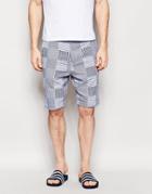 Edwin Chino Shorts Boardwalk Patchwork Woven Double Cloth In Blue - Blue