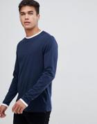 Asos Design Long Sleeve T-shirt With Contrast Ringer - Multi