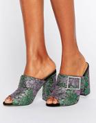 Asos Harlequin Jewelled Buckle Heeled Mules - Multi