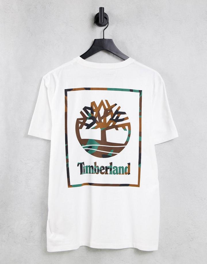 Timberland Back Box Camo Print T-shirt In White
