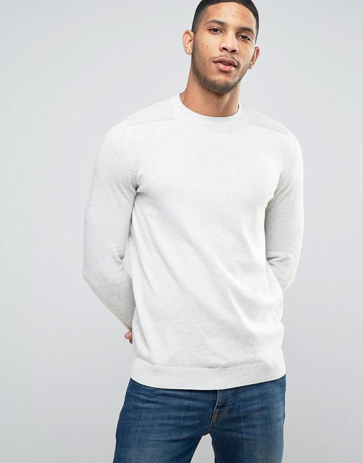 New Look Sweater In Oatmeal With Patch Detail - Cream