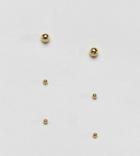 Kingsley Ryan Sterling Silver Gold Plated Ball Stud Earring Pack - Gold