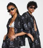 Collusion Unisex Short Sleeve Shirt With All Over Print In Black - Part Of A Set