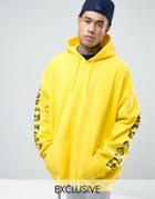 Reclaimed Vintage Super Oversized Hoodie With World Tour Print - Yello