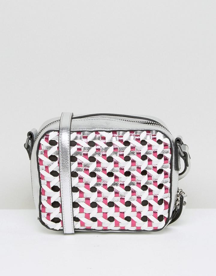 Asos Multi Metallic Weave Cross Body Bag - Silver