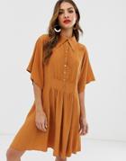 Y.a.s Oversized Mini Shirt Dress-brown