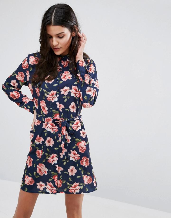 Unique 21 Belted Shirt Dress - Multi