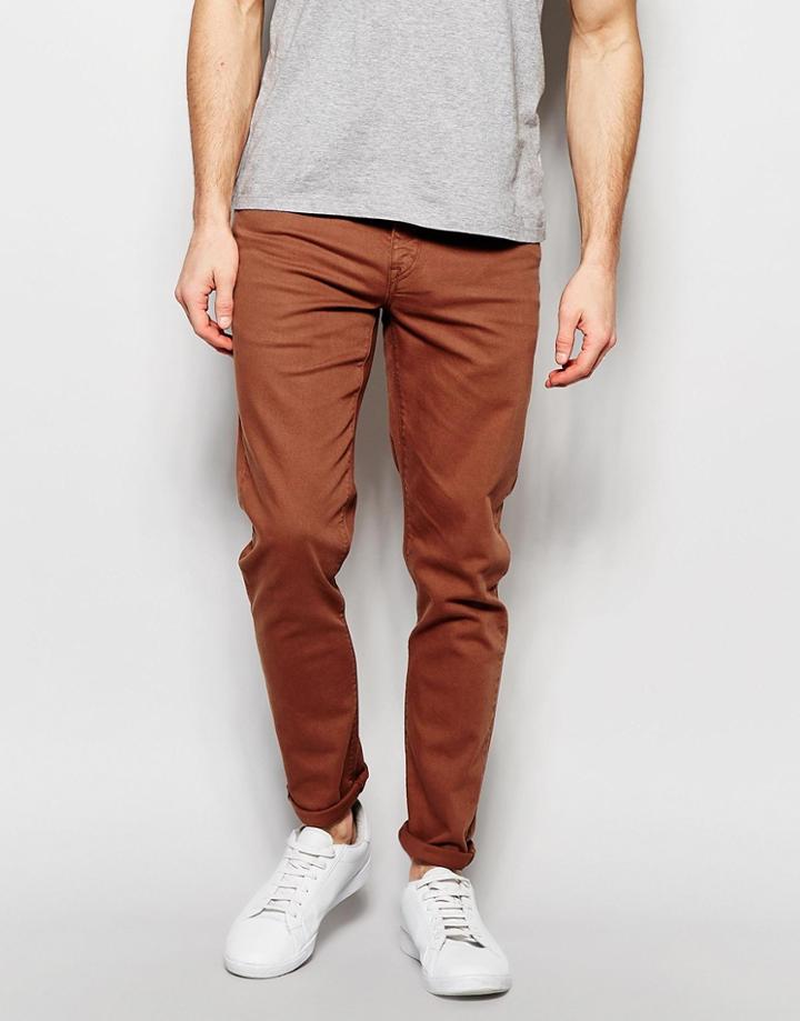 Asos Skinny Jeans In Rust - Friar Brown