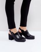 Intentionally Blank Black Honcho Leather Sling Back Heeled Shoes - Black