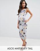 Asos Maternity Tall Floral Midi Bodycon Dress - Multi