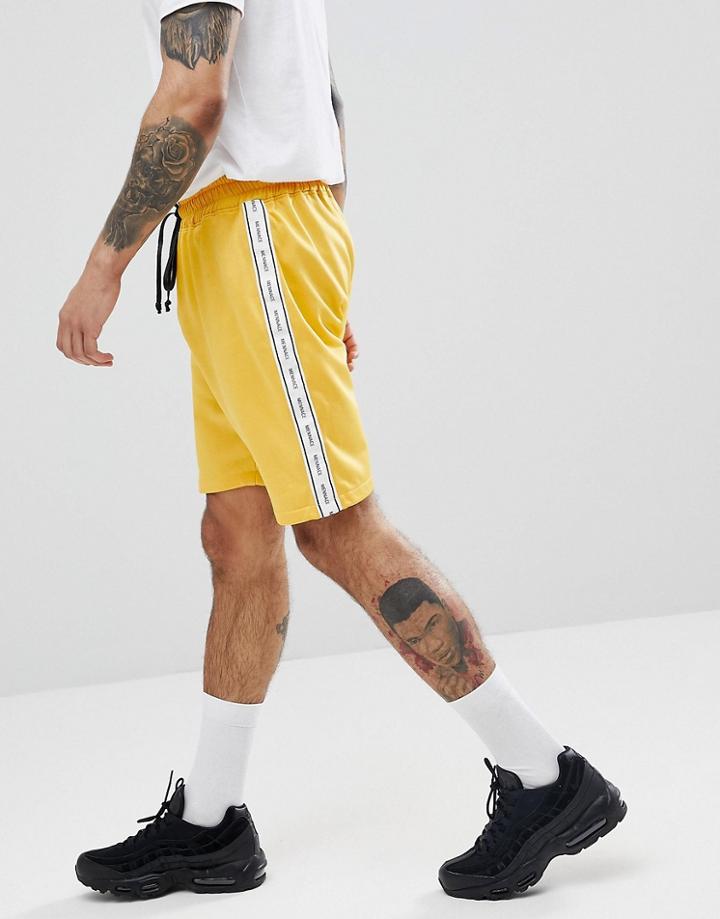 Mennace Shorts In Yellow With Taping - Yellow