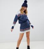 Asos Design Petite Christmas Two-piece Fairisle Skirt - Multi