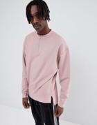 Asos Design Oversized Sweatshirt With Half Zip In Pink - Pink