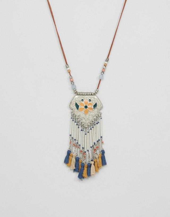 Asos Woodstock Tassel Long Necklace - Multi