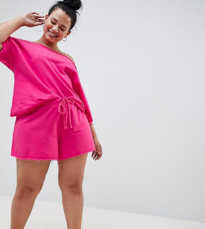 Asos Design Curve Lounge Raw Edge Short - Pink