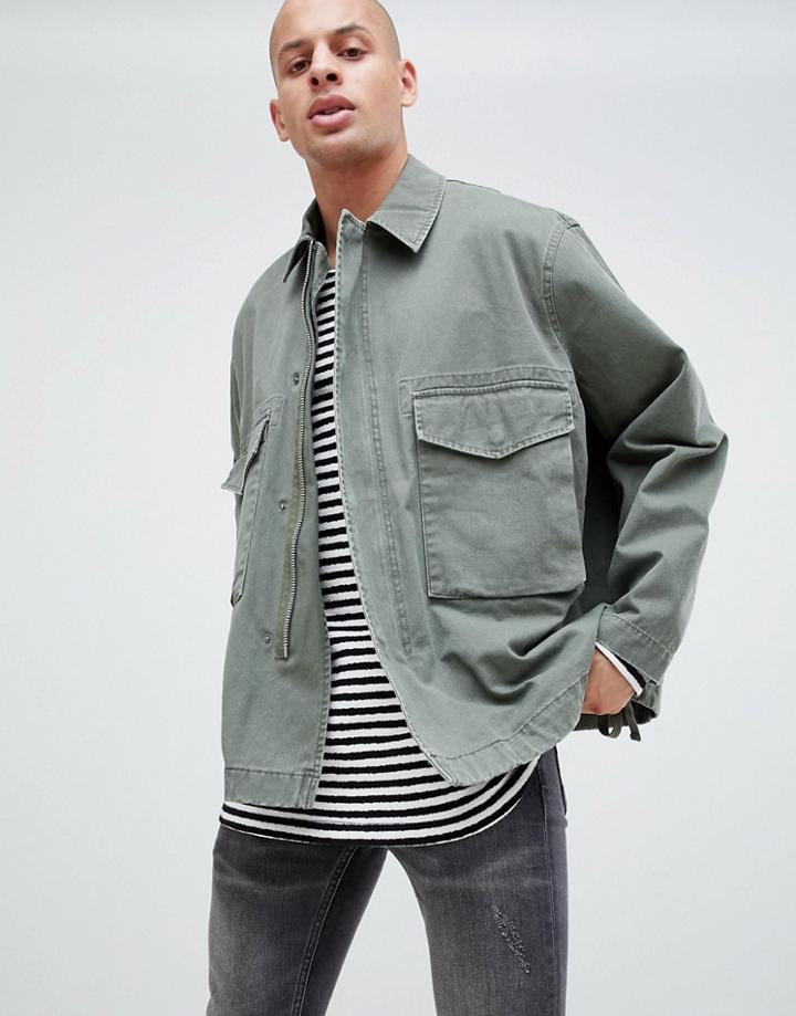 Asos Design Utility Jacket In Khaki - Green