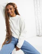 Only Cropped Sweatshirt With Sleeve Detail In Cream-white