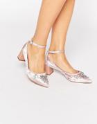 Carvela Grand Embellished Velvet Ankle Strap Point Mid Heeled Shoes -