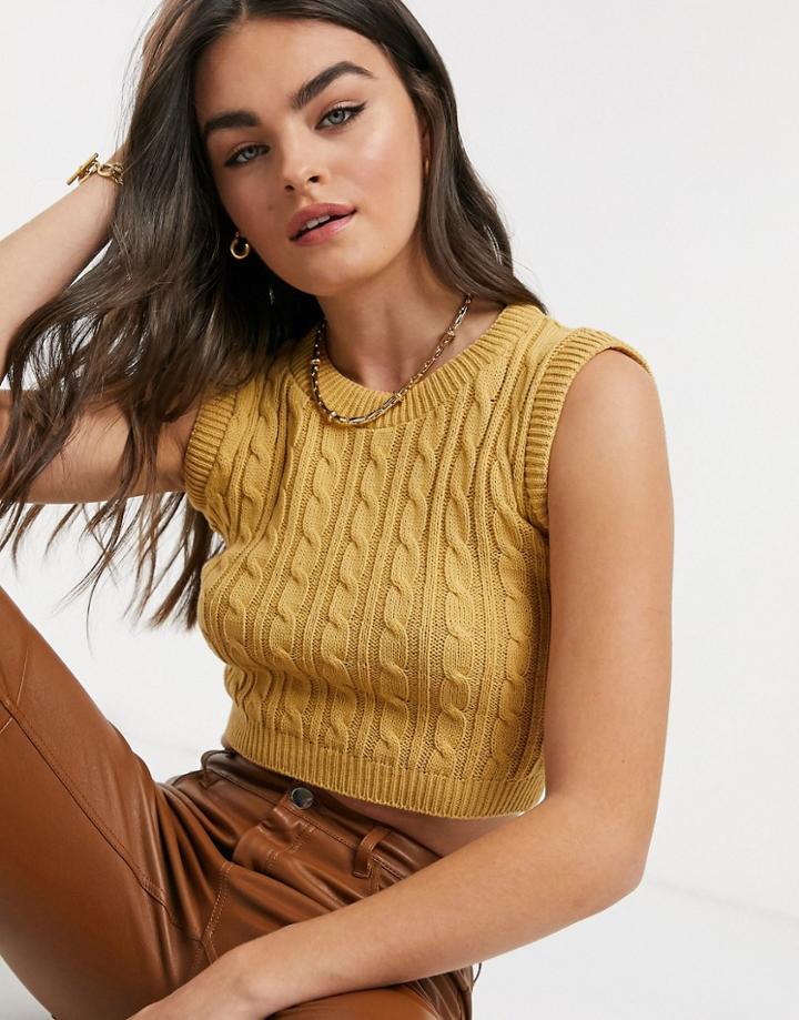 Unique21 Crewneck Knitted Tank Top In Camel-neutral