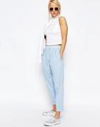 Asos Washed Casual Tapered Peg Pants - Blue