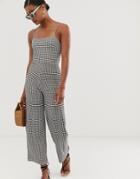 Stradivarius Gingham Check Jumpsuit With Back Bow