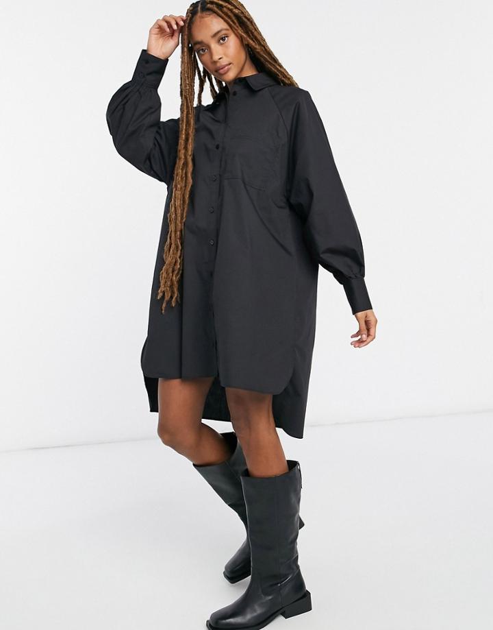 Asos Design Oversized Boyfriend Mini Shirt Dress In Black