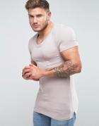Asos Muscle Scoop Neck T-shirt With Chest Pocket In Pink - Pink
