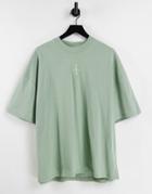 Topman Oversized Turtle T-shirt With Rubber Paris Badge In Green