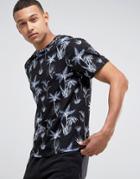New Look T-shirt With Dark Palm Print In Navy - Navy