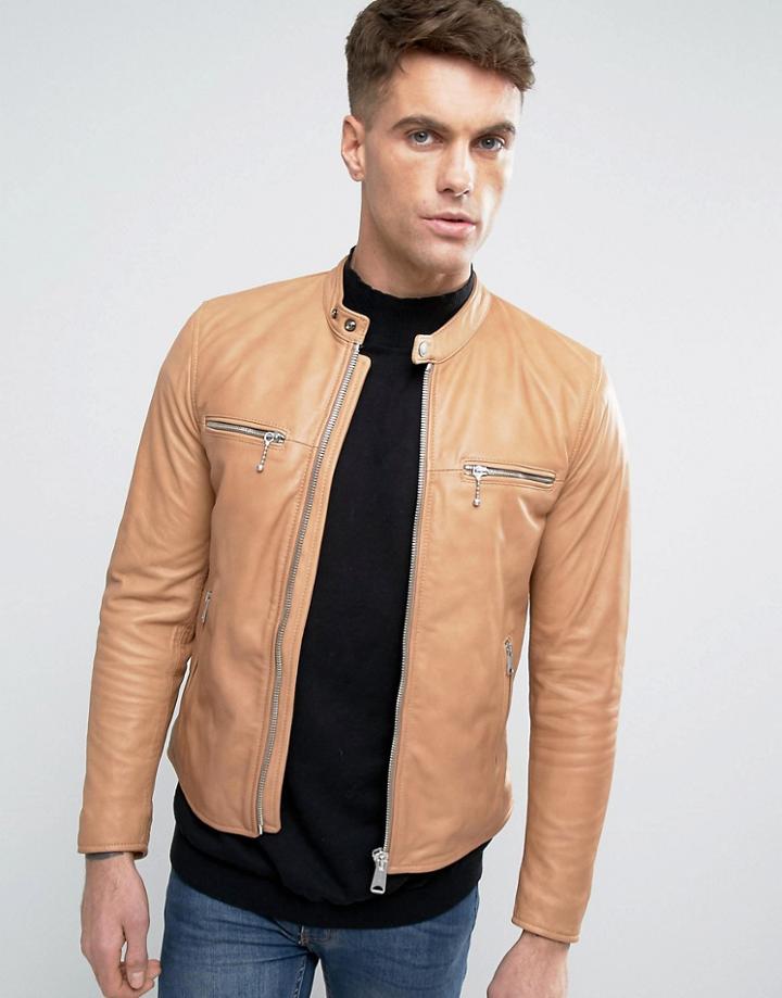 Replay Leather Jacket - Tan